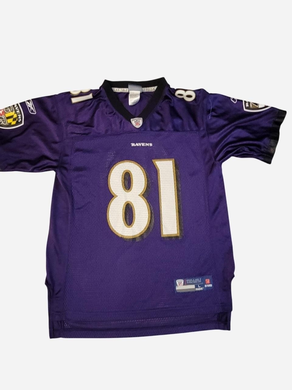 Reebok Purple Ravens #81 Kids Football Jersey with Gold Trim